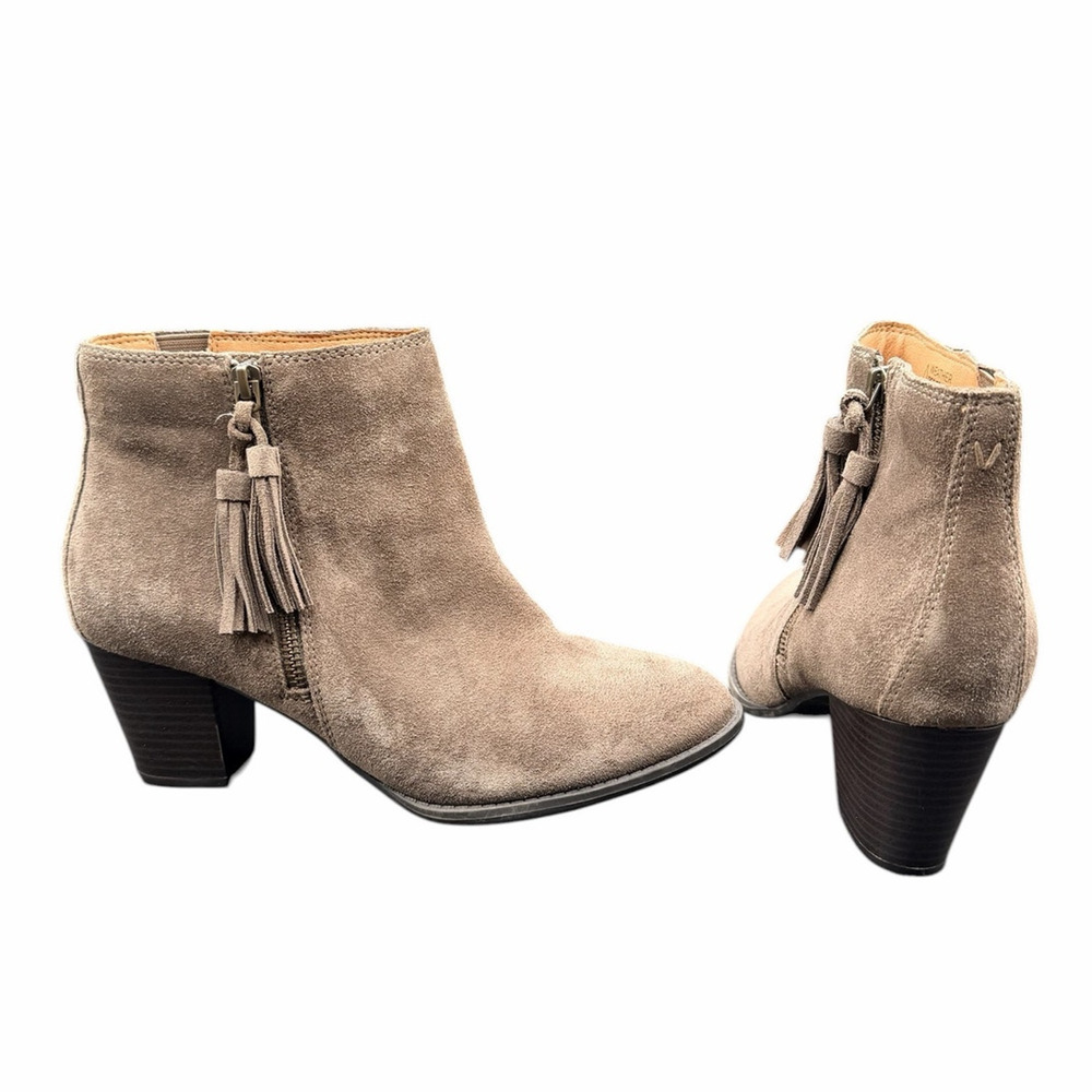 Vionic Madeline Taupe Suede Tassel Ankle Boots Women’s SZ 9.5 Weather Resistant